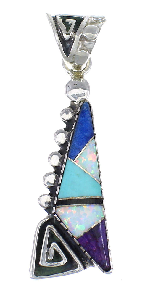 Water Wave Multicolor And Genuine Sterling Silver Southwestern Pendant YX67833
